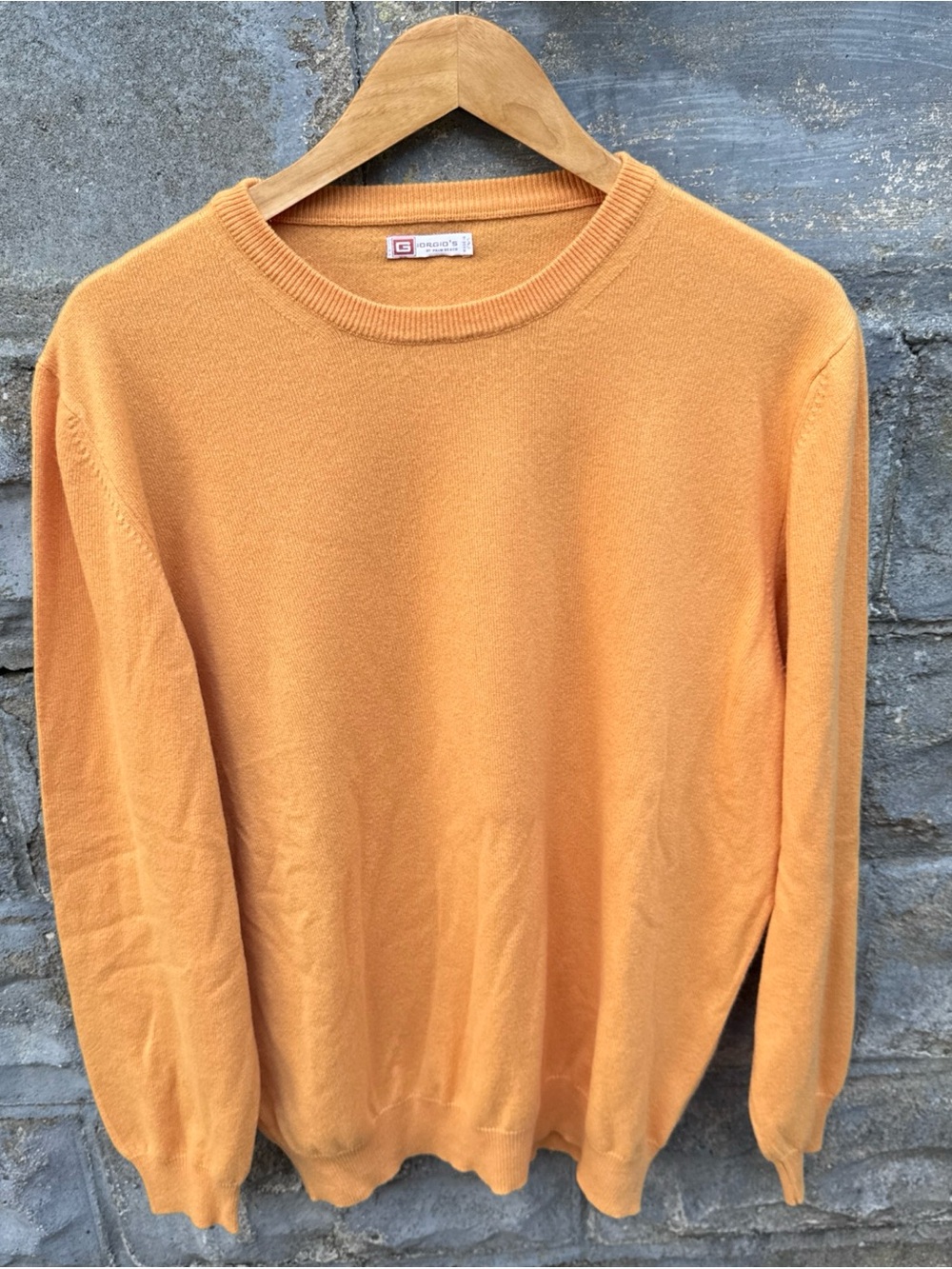 Giorgios Of Palm Beach Sweater Men 46 Cashmere Orange Italy Soft Jumper